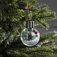 Елочный шар «Снежная хвоя» d=6 см, 1 LED, LR44x3 (в комплекте), свечение тёплое белое