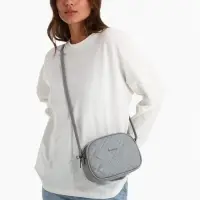 Сумка женская кросс-боди на молнии, 19&times;7&times;15 см, в клетку, серая