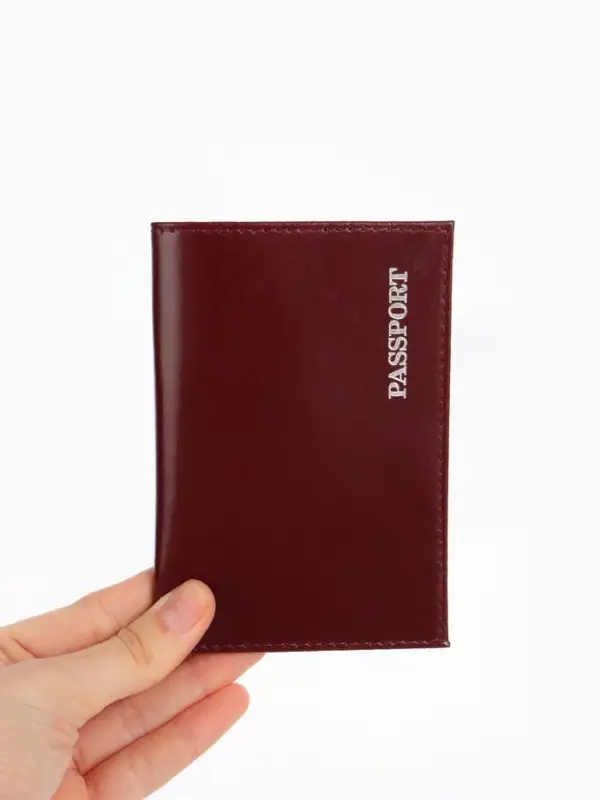 Обложка для паспорта, тиснение фольгой, гладкая, бордовая