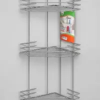Полка для ванной угловая 3-ярусная, 20.5&times;20.5&times;52 см, хром