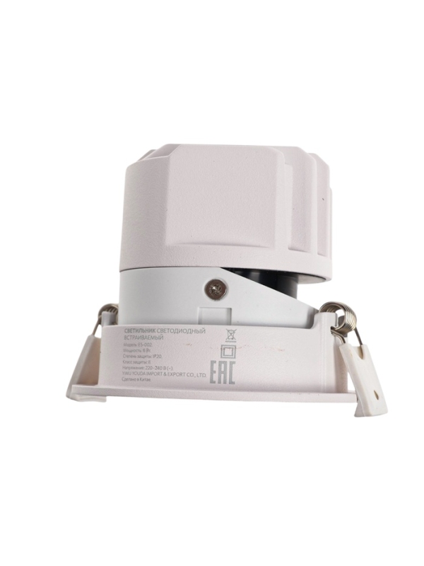 Светильник светодиодный встраиваемый, поворотный, 6Вт, 6500К, с драйвером, D75, белый Светильник светодиодный встраиваемый, поворотный, 6Вт, 6500К, с драйвером, D75, белый
