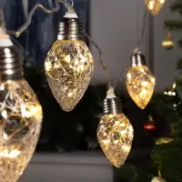 Гирлянда &laquo;Нить&raquo; 3 м с насадками &laquo;Лампочки шишки&raquo;, IP20, прозрачная нить, 80 LED, свечение тёплое белое, 8 режимов, 220 В