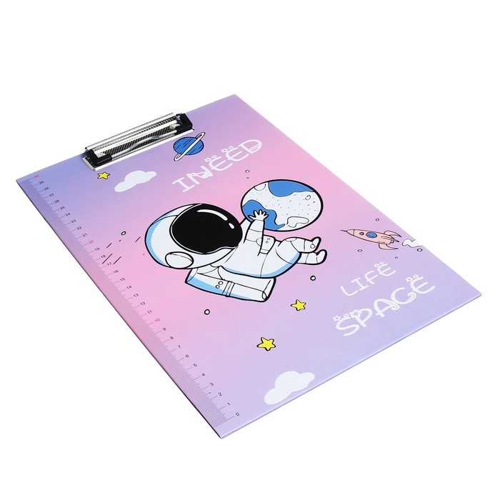 Планшет с прижимом формат А4 картон Планшет с прижимом формат А4 картон "Космонавт", МИКС