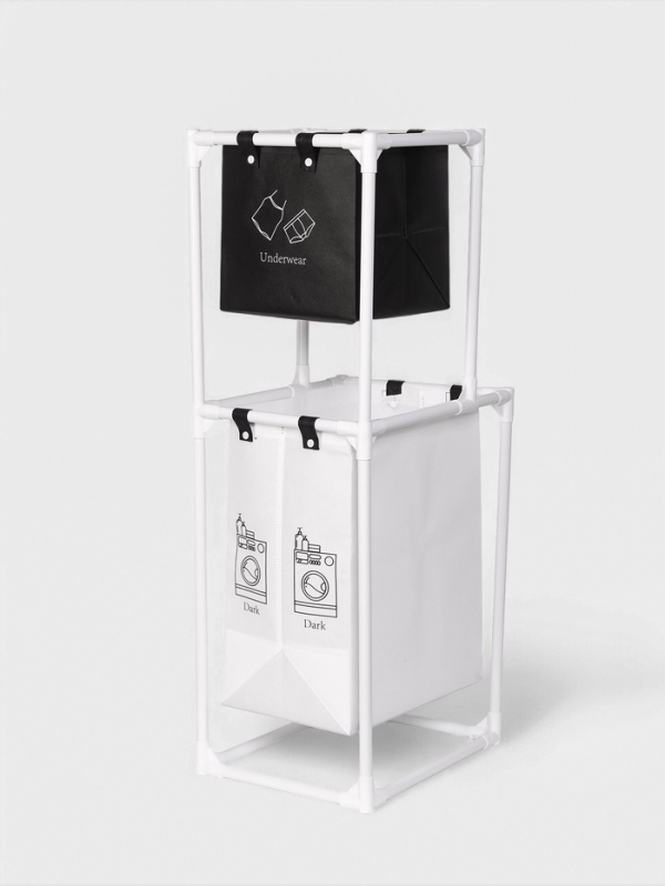 Корзина для белья складная 28х39х95 см, цвет черный, белый Корзина для белья складная 28х39х95 см, цвет черный, белый