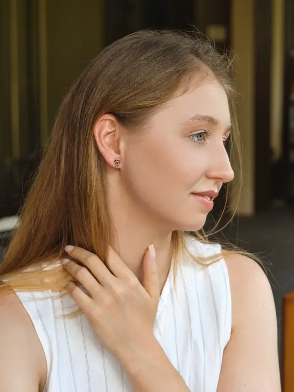 Набор серьги Набор серьги "Леопард" сердце крупное, цветной в золоте