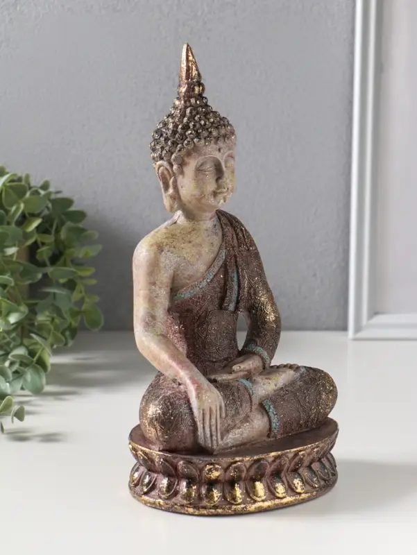 Фигура полистоун &laquo;Будда&raquo;, с золотой патиной, 10&times;14&times;25.5 см