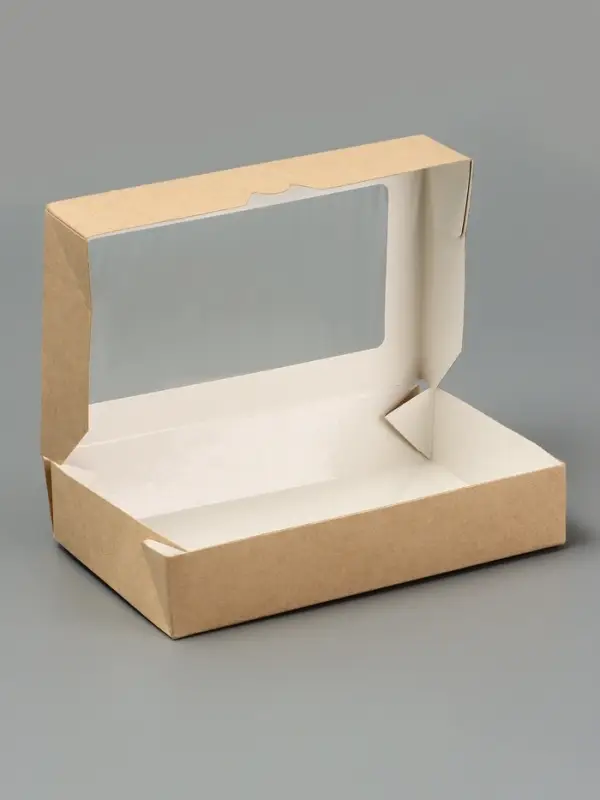 Контейнер навынос, с окном, крафт, МИКС, 20×12×4 см