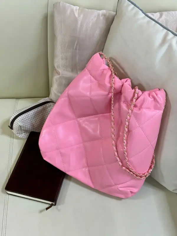 Сумка - мешок женская без застёжки, 35&times;7&times;33 см, со стёжкой, розовая