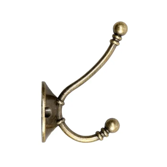 Крючок мебельный ТУНДРА TKd=020, двухрожковый, бронза, 50 шт.
