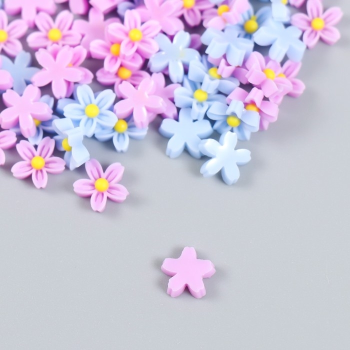 Декор для творчества пластик Декор для творчества пластик "Незабудки голубые и сиреневые" набор 70 шт МИКС 0,8х0,8 см