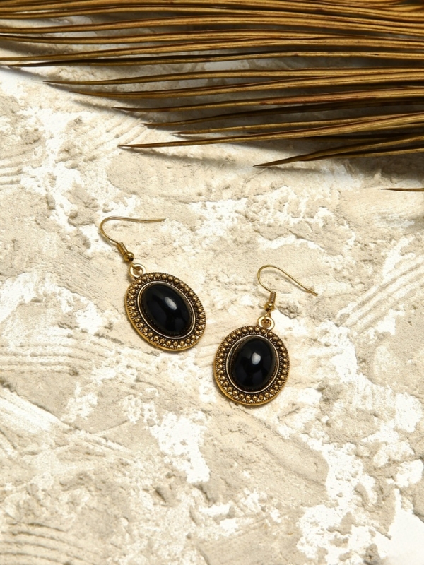 Серьги «Овал» винтаж, цвет чёрный в чернённом золоте Серьги «Овал» винтаж, цвет чёрный в чернённом золоте