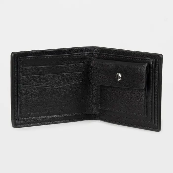 Портмоне мужское без застежки, отдел для купюр, для карт, для монет, цвет чёрный
