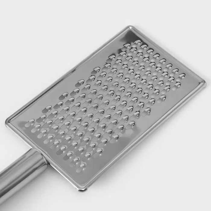 Тёрка для сыра Доляна &laquo;Металлик&raquo;, 14&times;8 см, мелкая, с ручкой, серебристая