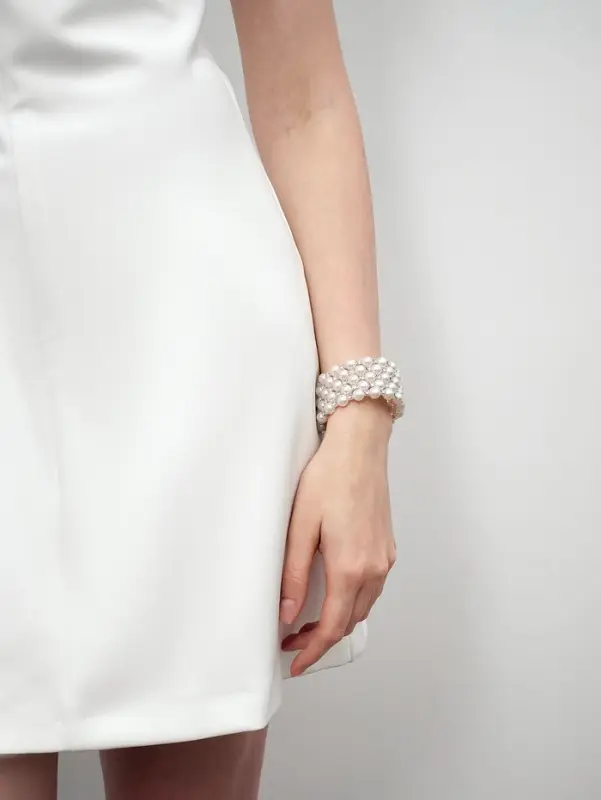 Браслет-пружинка &laquo;Жемчужинка&raquo;, 5 рядов, шахматы, белый, 6 см