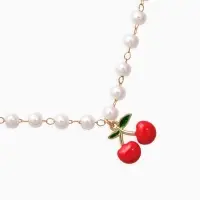 Колье на жемчужной дорожке &laquo;Вишенка&raquo;, цветная в золоте, 40 см