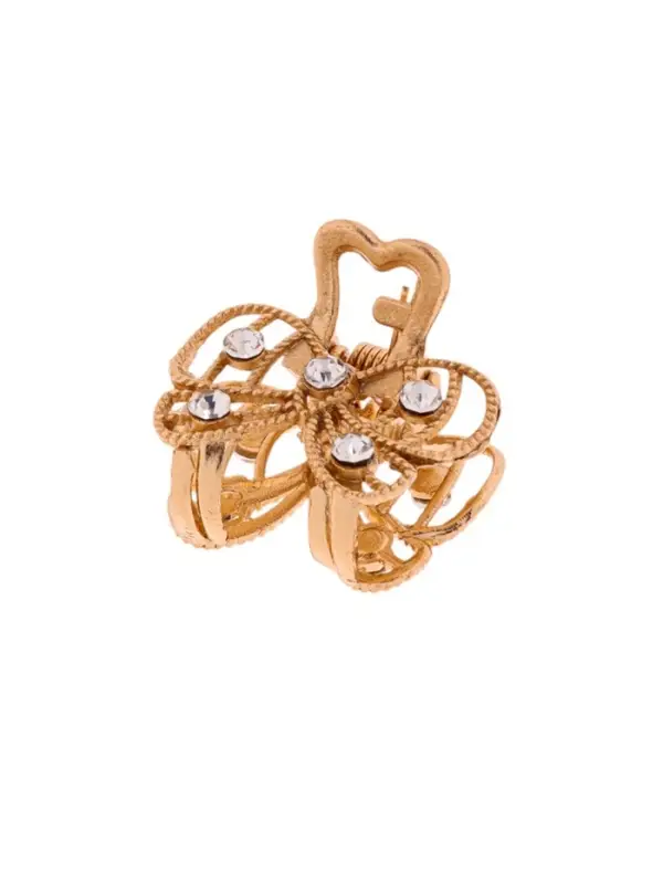Крабик для волос «Бантик», стразы, 2.5 см, золото