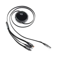 Кабель Type-C-Type-C, 2 А, Type-C-microUSB, lighting, с подставкой, 3 А, 1 м, чёрный