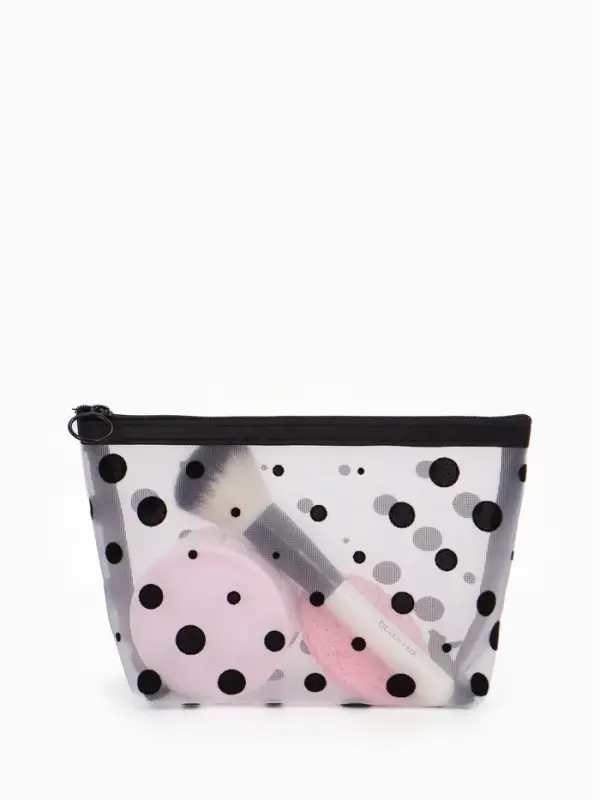 Косметичка дор Горох, сетка 17*6,5*13,5, отд на молнии, белый Косметичка дор Горох, сетка 17*6,5*13,5, отд на молнии, белый