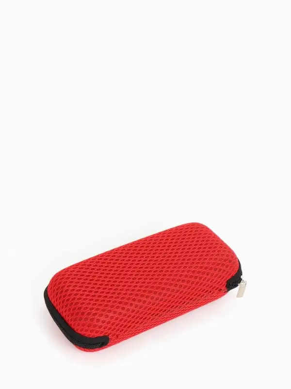 Футляр для очков на молнии, однотонный, размер 15&times;4&times;6.5 см, красный