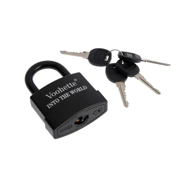 Замок навесной, 70 мм, медный цилиндр, влагозащищенный, короткая дужка, 3 ключа МИКС