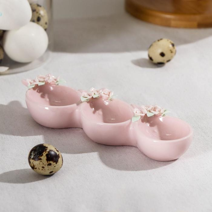 Менажница керамическая 3 ячейки «Кролик», 20×7×3 см, цвет розовый Менажница керамическая 3 ячейки «Кролик», 20×7×3 см, цвет розовый