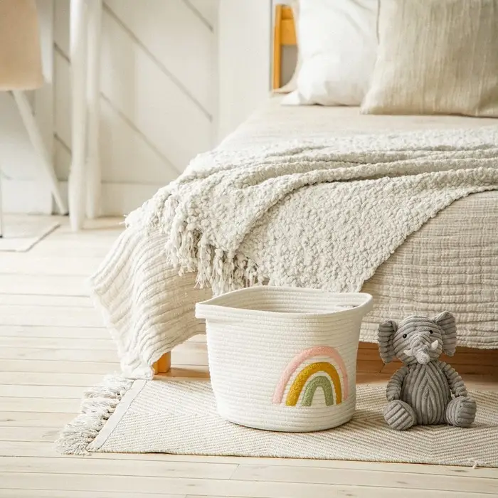 Корзина для хранения SL Home &laquo;Радуга&raquo;, плетёная, ручной работы, 30&times;40&times;25 см, белая