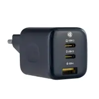 Переходник сетевого зарядного устройства на USB + 2 Type-C 67W GAN E0121200 Baseus черный