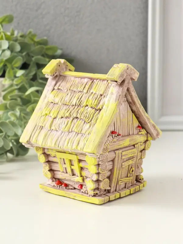 Шкатулка для украшений «Избушка» 12×11×9 см, гипс, коричневый Шкатулка для украшений «Избушка» 12×11×9 см, гипс, коричневый