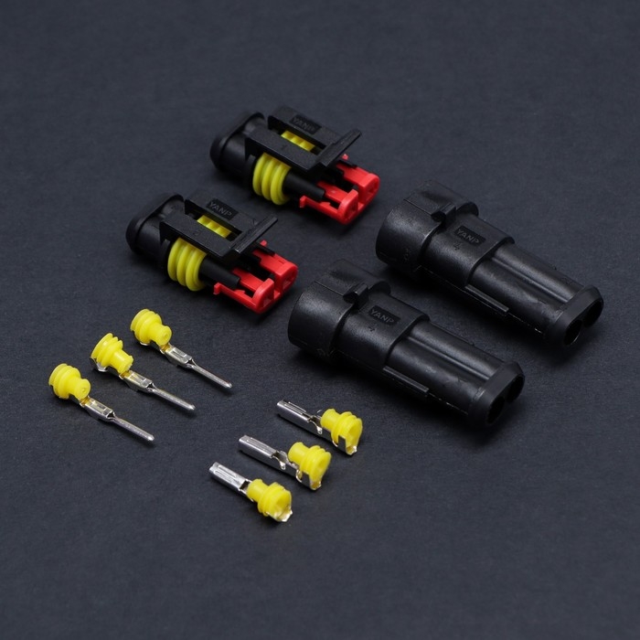 Разъем автомобильный, герметичный штекер-гнездо DJ7021-1.5-11/21, 2 контакта, набор 5 шт Разъем автомобильный, герметичный штекер-гнездо DJ7021-1.5-11/21, 2 контакта, набор 5 шт