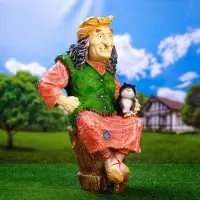 Садовая фигура из полистоуна &laquo;Баба Яга на ступе с кошкой&raquo;, 74&times;36&times;40 см, МИКС