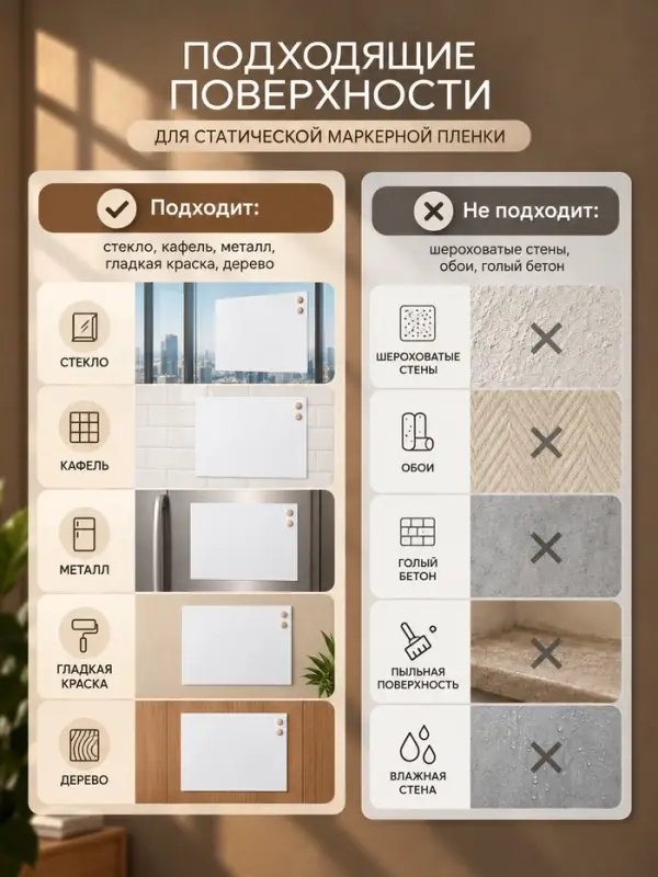 Доска магнитно-маркерная белая клеевая 45 х 200 см (электростатическая ) CALLIGRATA