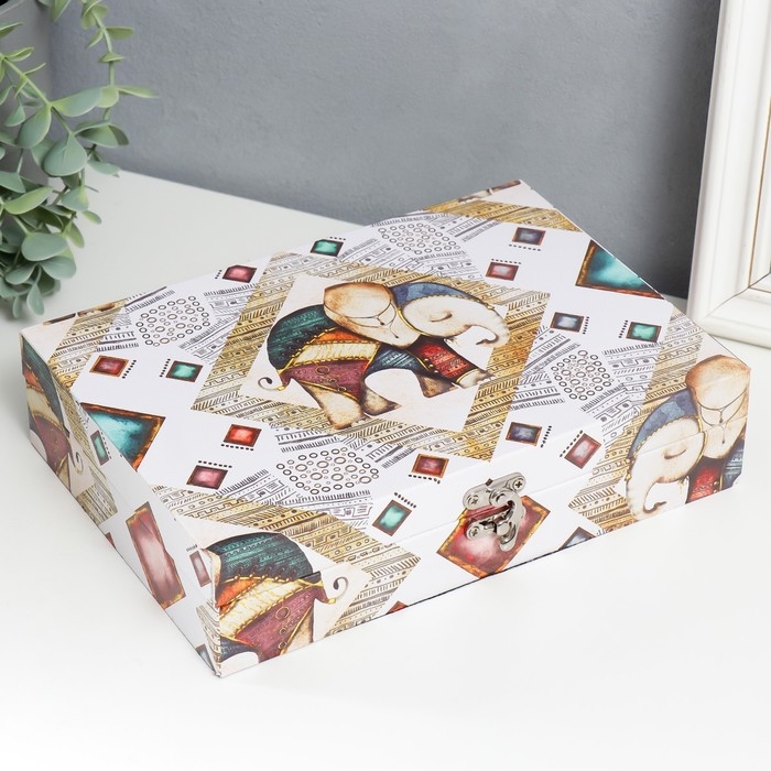 Шкатулка дерево Шкатулка дерево "Маленький индийский слонёнок" кожзам 5,5х24х17 см