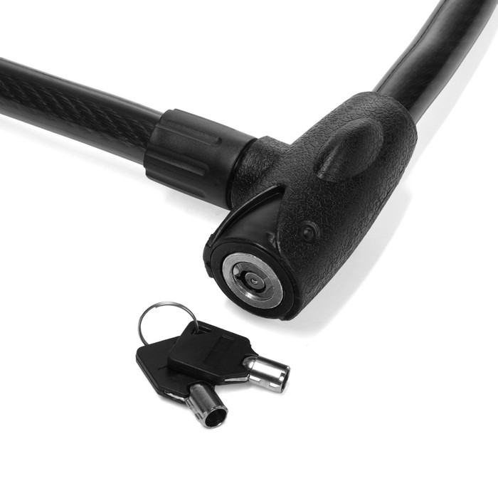 Замок навесной велосипедный ТУНДРА, 23х1200 мм, специальный ключ с пластиковой ручкой Замок навесной велосипедный ТУНДРА, 23х1200 мм, специальный ключ с пластиковой ручкой