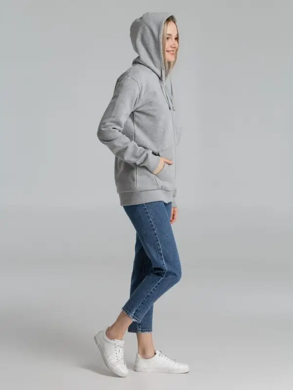 Толстовка на молнии с капюшоном Siverga Heavy 2.0, серый меланж, размер XS