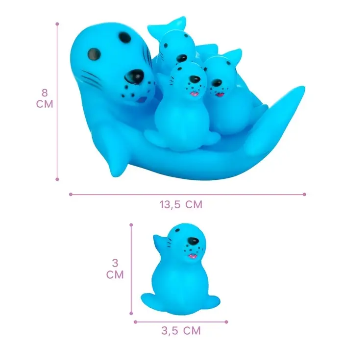 Резиновые игрушки для ванны Крошка Я &laquo;Мыльница: Тюлень&raquo;, 13.5 см, с пищалкой, в наборе 4 шт., Крошка Я