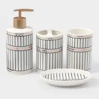 Набор аксессуаров для ванной комнаты &laquo;Греция&raquo;, 4 предмета, мыльница, дозатор 350 мл, два стакана, серый