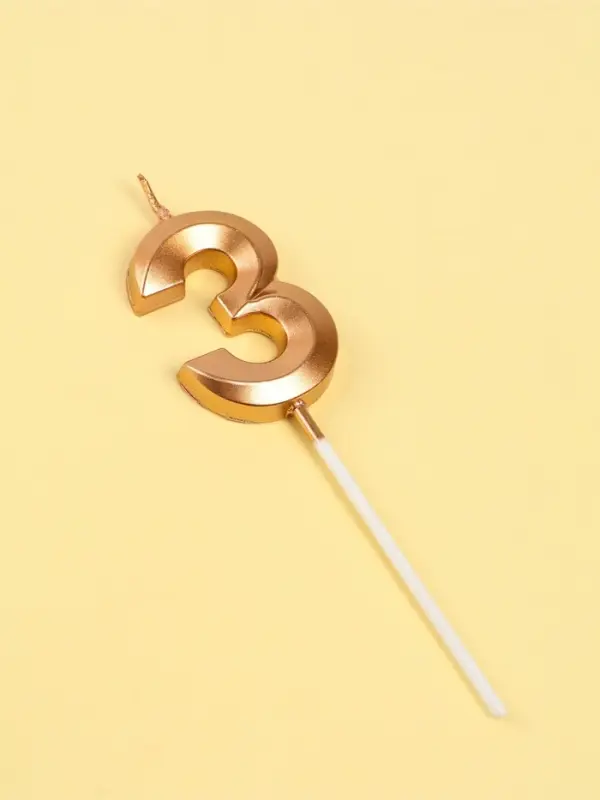 Свеча в торт на шпажке &laquo;Грань&raquo;, цифра 3, шампань, 5 см