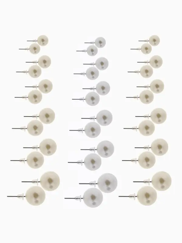 Серьги пусеты 18 пар &laquo;Рэйчел&raquo;, бусина d=5-12 мм, молочно-белые