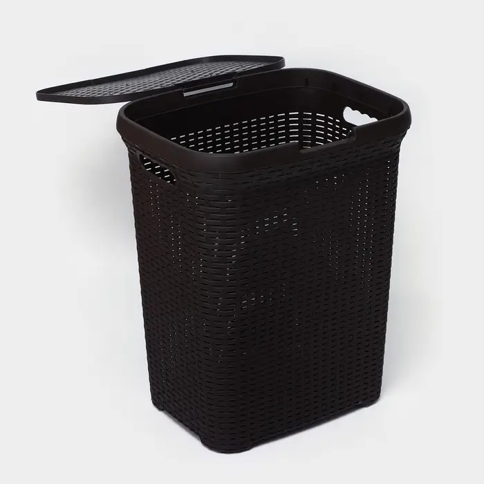 Корзина бельевая &laquo;Ротанг&raquo;, 60 л, 34.6&times;44.5&times;56 см, с крышкой, коричневая