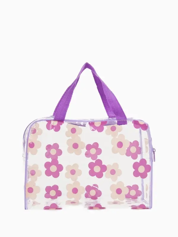 Косметичка - сумка на молнии для бассейна &laquo;Цветочки&raquo;, с ручками, прозрачная