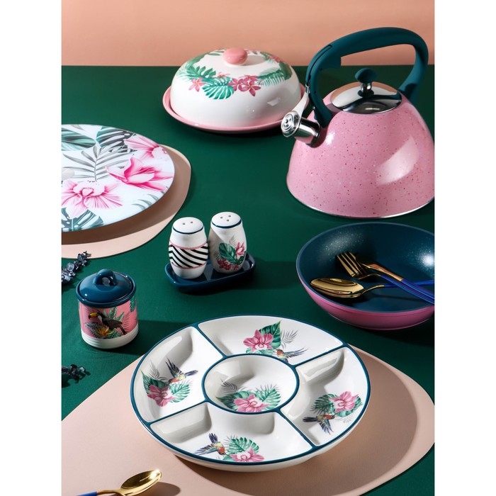 Менажница 5 ячеек Доляна «Тропики», d=26 см, цвет белый Менажница 5 ячеек Доляна «Тропики», d=26 см, цвет белый