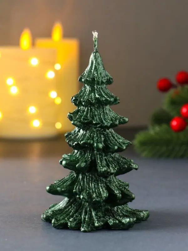 Свеча "Ёлочка новогодняя" 70*110 мм, лак, зеленая