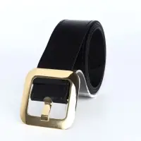 Ремень женский, 110&times;4.8 см, квадратная пряжка, золотистая, чёрный