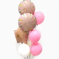 Воздушные шары "Розовые грани" фольга, латекс, набор 12 штук