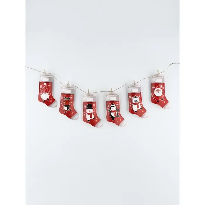Гирлянда бумажная с прищепками «Новогодняя», носок, длина 150 см Гирлянда бумажная с прищепками «Новогодняя», носок, длина 150 см