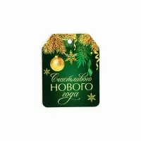 Шильдик на подарок «Счастливого Нового года», набор 6 штук, зелёный, 16×24 см