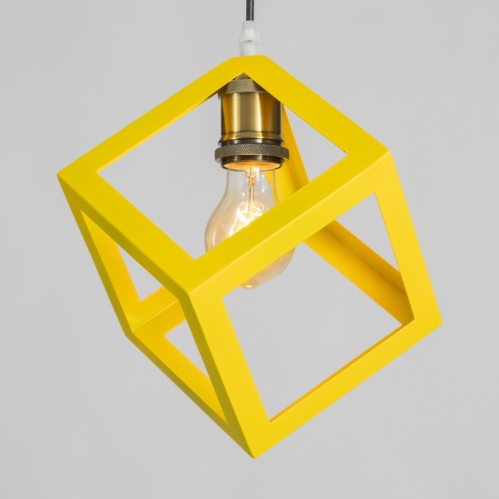 Светильник BayerLux Подвес "Квадрат" 1x40Вт E27 желтый 16х16х18-116 см