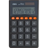 Калькулятор карманный Deli EM130, 12-р,дв.пит.,70.2x8.5x112.2 мм,темн-сер