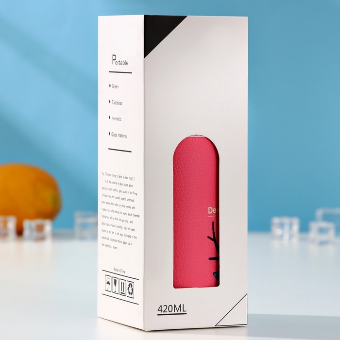 Бутылка для воды стеклянная в чехле «Лесная банда», 420 мл, h=17 см, цвет МИКС Бутылка для воды стеклянная в чехле «Лесная банда», 420 мл, h=17 см, цвет МИКС