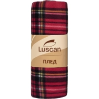 Плед флис Luscan, 130х170 см, 160 г/м2, клетка красная